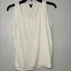 Ann Taylor Cream Tank Top with Textured Design